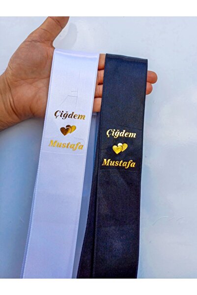 imzatasarım Kişiye Özel Isim Yazılı Takı Kurdelesi Gold Gümüş Baskılı (TARİHS...