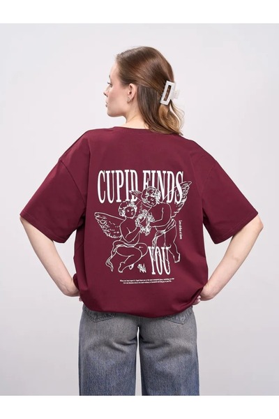 PENTHİLUS T-Shirt with Print Angel Wings Short Sleeve and Round Neck