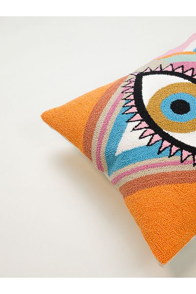 Galia Tasarım Special Design Eye Punch Throw Pillow Cover - Orange