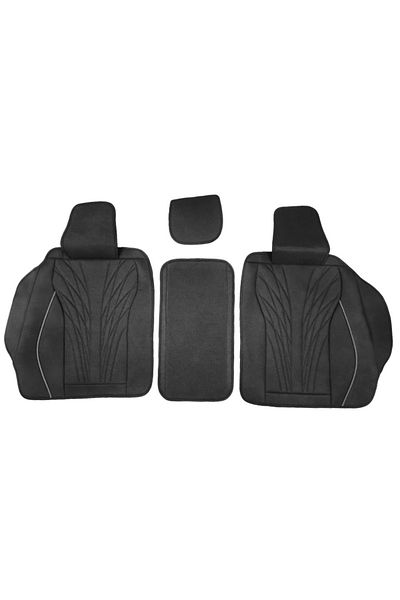 Umbrella Set huse scaune auto universale, material textil negru cu dunga alba, cu tetiera integrata, fata-spa