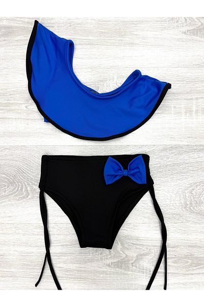 MODANINO Girl's 2-Piece Swimsuit Set (Lace-Up and Bow Bottom+Single Sleeve Top) Set 2-10 Years 12230