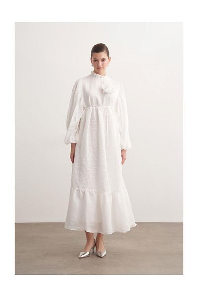 FUSHYA Rose Detailed Balloon Sleeve Dress