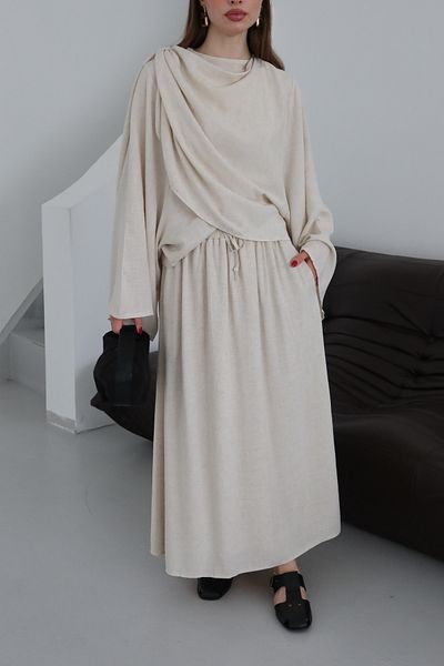 Laluvia Set fuste bluză pelerina naturală - 8672
