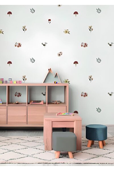 WALLHUMAN Millie Çiçek ve Kuş Çocuk Odası Duvar Stickeri
