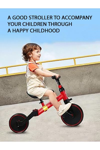 SKY TOUCH SKY-TOUCH 4-in-1 Kids Balance Bike & Tricycle for 1-6 Years – Adjustable Seat, Red/Yellow/Blue
