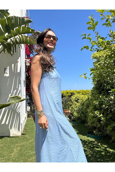 Atelier Derin Baby Blue Αμάνικο Φόρεμα