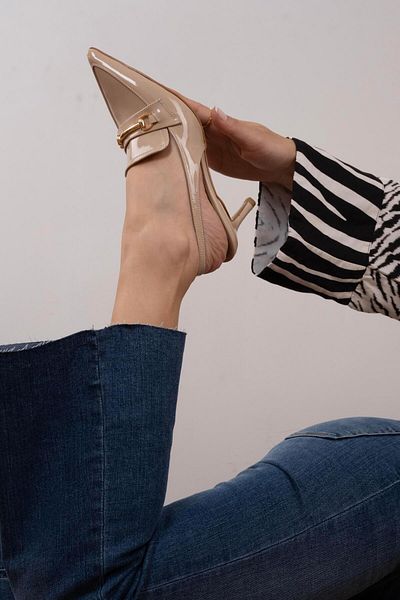 sovrana Gold Buckle Detailed Heeled Shoes Skin Patent Leather