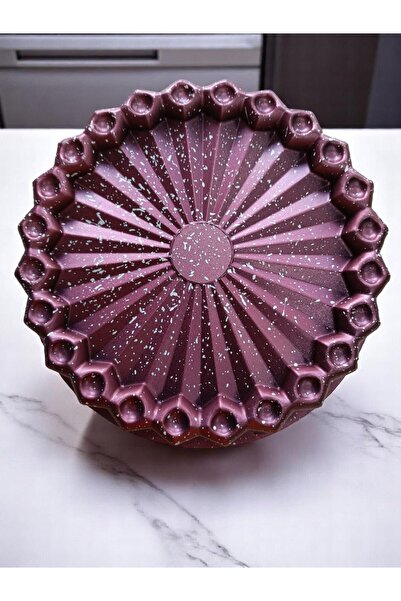 Alkar DÖKÜM TURTA KALIBI HANIMELİ DİLİMLİ YUVARLAK FUŞYA RENK 28 CM