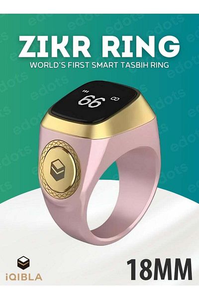 iqibla Smart Zikr Ring | 18mm Prayer Counter, Muslim Prayer Time Reminder & Waterproof Tasbih Counter