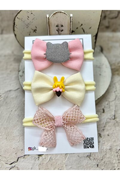 GK Üçlü Kedi li Dondurmalı kız-bebek bandana seti