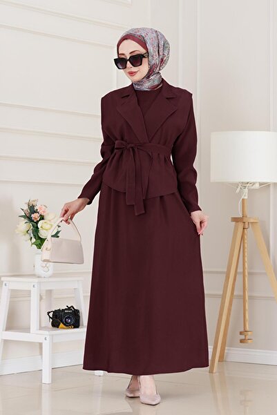 Sevitli Φόρεμα Asel με γιλέκο-Βουργουνδία