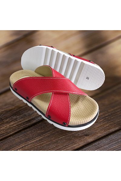 VİVA SHOES Orthopedic Genuine Leather Women's Slippers