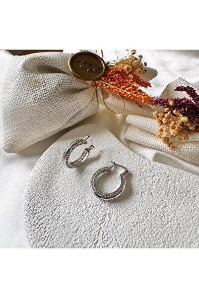 H&S AKSESUAR ZİRKON TAŞLI HALKA ÇELİK KÜPE