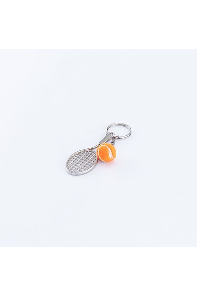 Bimotif Metal Racket and Tennis Ball Keychain Orange