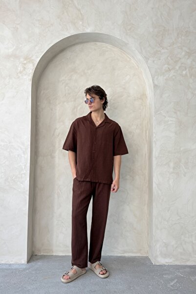 HYMAN Men's Oversize Linen Shirt Pants Set