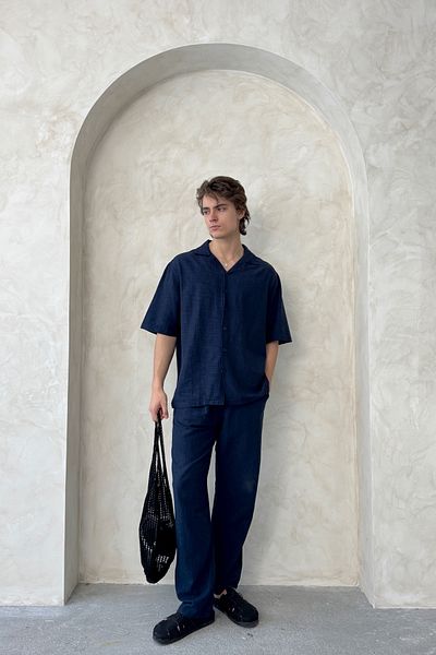 HYMAN Men's Oversize Linen Shirt Pants Set