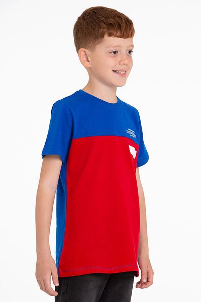 zepkids Short Sleeve Printed Saks Red Color Boy's Tshirt