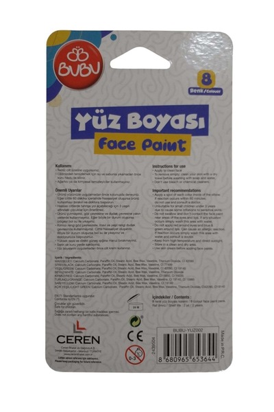 Bubu Yüz Boyası 8li Tablet Bu-bu