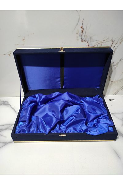 DM PORSELEN Velvet Box for 2 Persons Cup Set with Tray Navy Blue