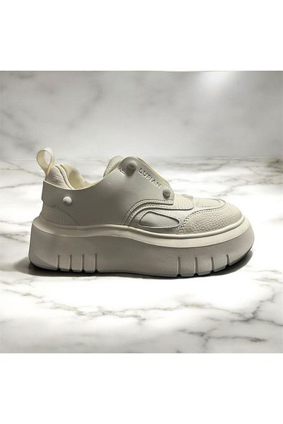 Lufian Genuine Leather Lace-Up Casual Sneaker White Shoes