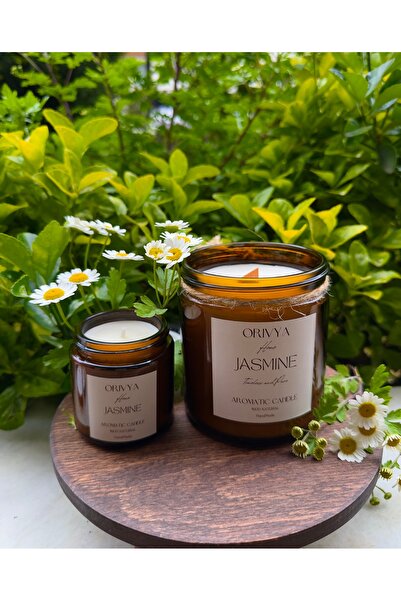 ORİVYA HOME Orivya Home 2’li Doğal Mum Seti – 500 ml Ahşap Fitilli & 100 ml P...