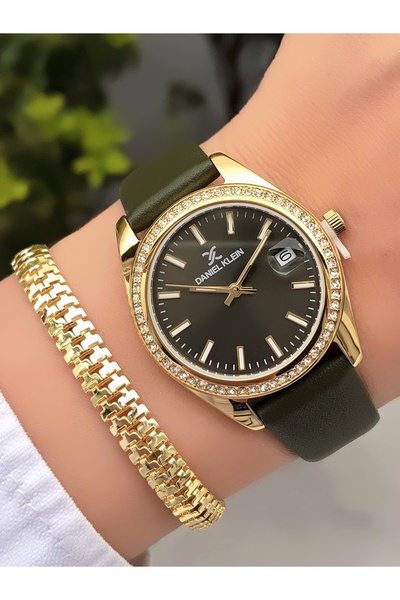 Daniel Klein Deri Kordon Takvimli Kadın Kol Saati Garantili 3 ATM Su Geçirmezlik Bileklik Hediyeli DKBG5R