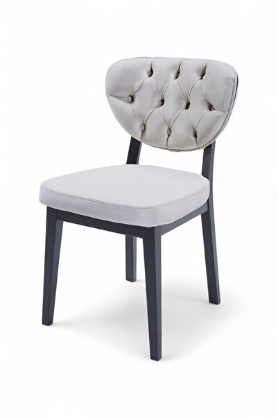 MYMASSA Boston Sandalye - Babyface Krem - Siyah Gürgen Iskelet - Salon Sandalyesi / Mutfak Sandalyesi