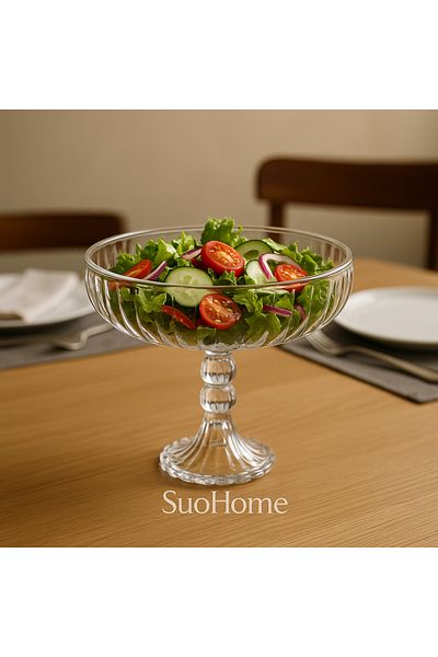 SuoHome Fleur Glass Presentation Bowl & Fruit Salad Presentation Serving Bowl (24X21 cm)