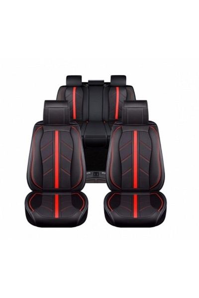 Umbrella Set huse scaune auto universale SPORT, piele ecologica neagra cu rosu, fata-spate