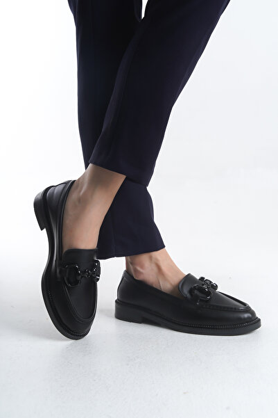 saramary Mocasini negri pentru femei, cu cataramă mare, pantofi de zi cu zi, confortabili și eleganti, pantofi casual masculini