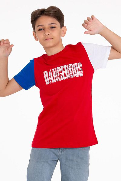 zepkids Short Sleeve Red Color Boy's Tshirt