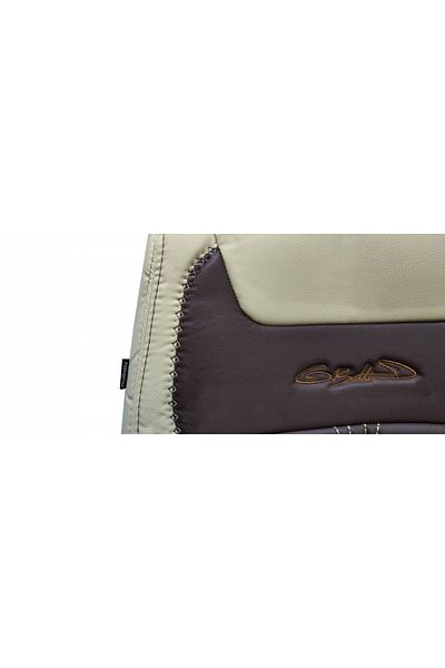 Umbrella Set huse piele ecologica pentru scaune, crem cu maro, universale, fata-spate, Milano Design