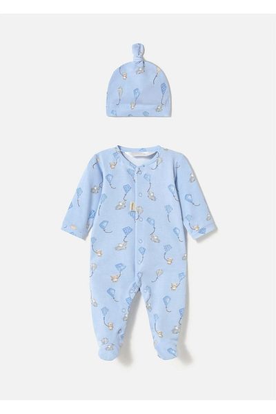 MAYORAL Baby Boy Printed Hat Jumpsuit Blue 1706