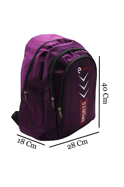 Gen-Of Sport 3 Compartment School Backpack Plum Red Dotted Code:701