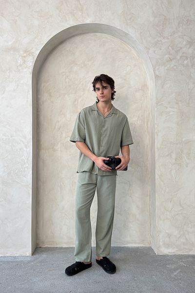 HYMAN Men's Oversize Linen Shirt Pants Set