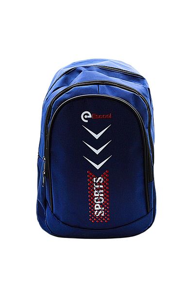 Gen-Of Sport 3 Compartment School Backpack Navy Blue Red Dots Code:701