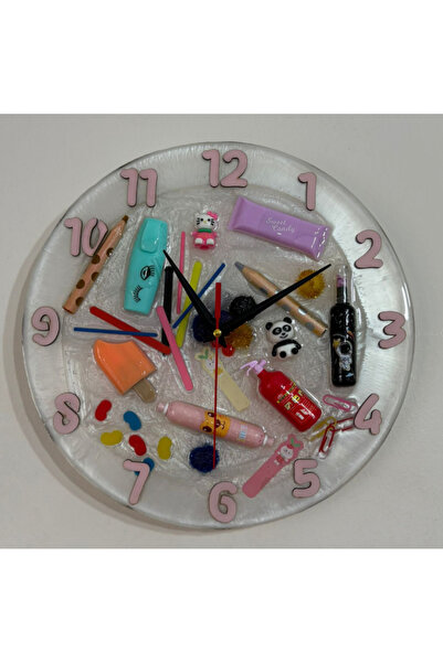 Pelince الأطفال - ساعة حائط إيبوكسي للأطفال مصممة بأشياء ممتعة - أرقام باللون...