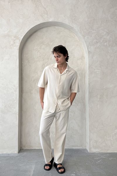 HYMAN Men's Oversize Linen Shirt Pants Set