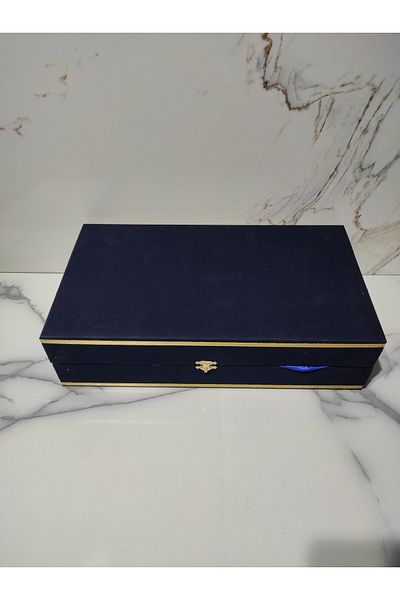 DM PORSELEN Velvet Box for 2 Persons Cup Set with Tray Navy Blue