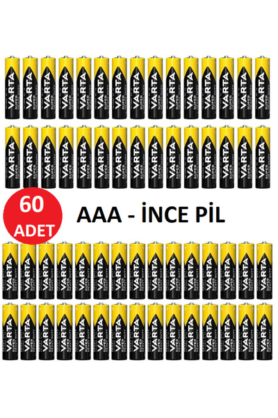 ANI OFİS KIRTASİYE A K Super Heavy Duty Toplam 60 Adet Özel Pil Paketi - 60 Adet - AAA - İnce Pil