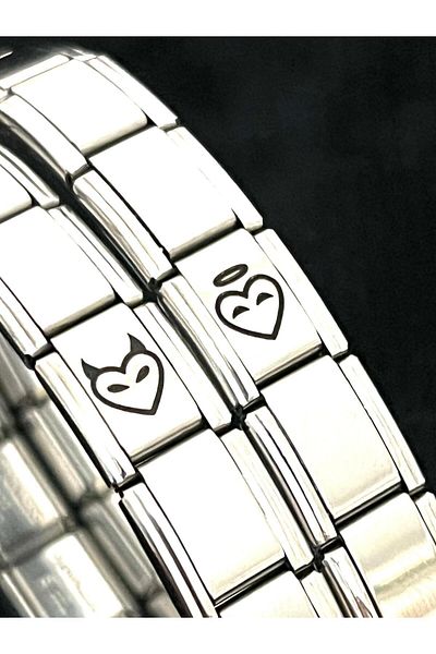 Vamoria Fabulous Bilateral Italian Charm Steel Couple Bracelet