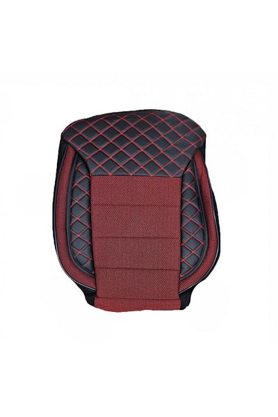 Umbrella Set huse scaune auto universale, fata-spate, piele ecologica neagra cu material textil rosu inchis