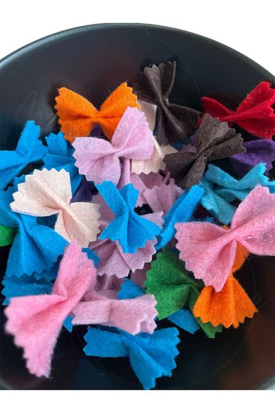 mes store 40 Piece Mixed Color Butterfly Pasta Felt Play Set 100% Handmade Organic Educational Toy