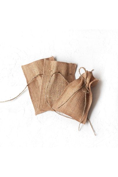 Bimotif Jute Pouch with Jute String, with Overlock, 10X15 cm 5 Pcs