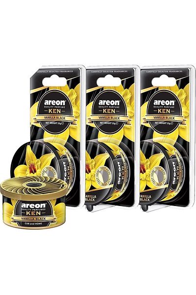 Areon - Air Freshener Ken Vanilla Black - (Pack of 3)