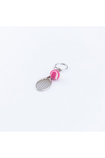 Bimotif Metal Racket and Tennis Ball Keychain Pink