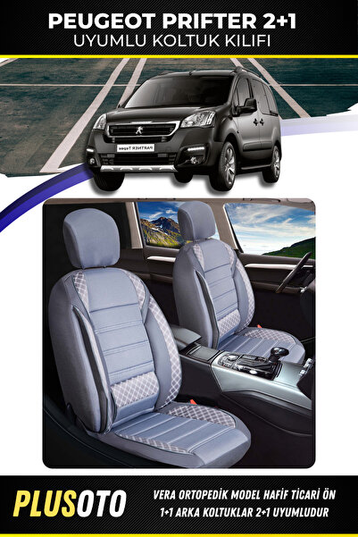 PlusOto بيجو ريفتر (2+1) غطاء مقعد سيارة بيج متوافق مع سلسلة فيرا التجارية مج...