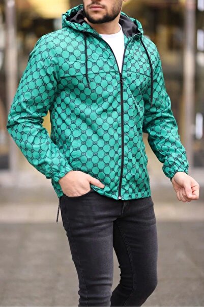 LUMİART    Unisex Hooded Lined Raincoat - Emerald