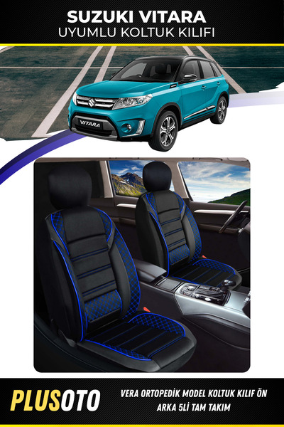 PlusOto مجموعة غطاء مقعد السيارة المتوافقة مع سوزوكي فيتارا من سلسلة فيرا بال...