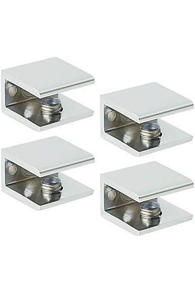 Generic SAYAYO Glass Shelf Bracket Holder, 4 PCS Adjustable Shelf Clamp Metal Wall Mounted Shelf Supports fo